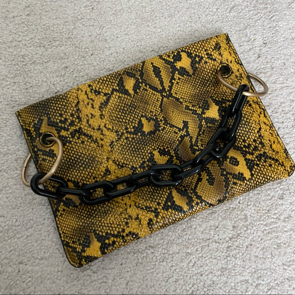 Snake Print Black & Yellow Clutch Mini Bag